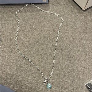 Origami Owl Silver Necklace with Blue Pendant